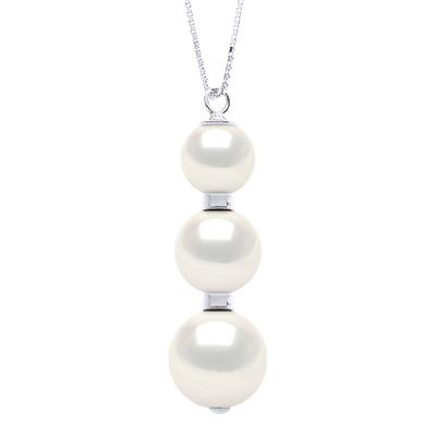 Silver/Black Trio Freshwater Pearl Pendant Necklace