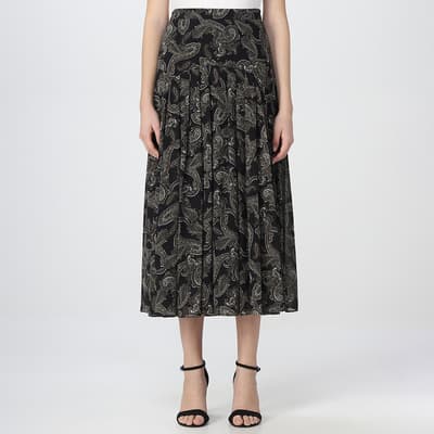 Olive French Paisley Split Skirt