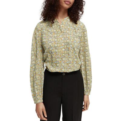 Green Cotton Blend Flowy Boho Long Sleeve Top