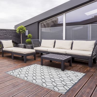 Graphical Outdoor 121x180cm Rug, Grey
