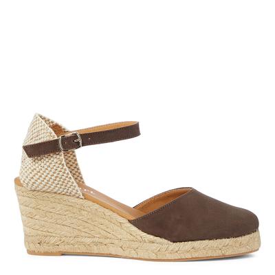 Brown Suede Closed Toe Espadrille Wedges