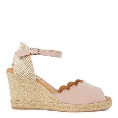 Pink Suede Espadrille Wedge Sandals