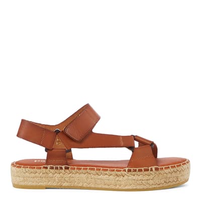 Brown Leather Espadrille Sandals