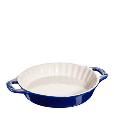 Dark Blue Round Ceramic Pie Dish, 24cm