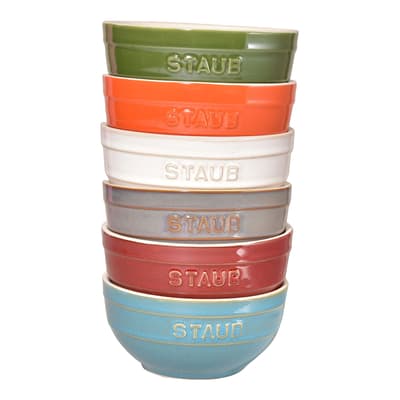 Set of 6 Rainbow Ceramic Bowls