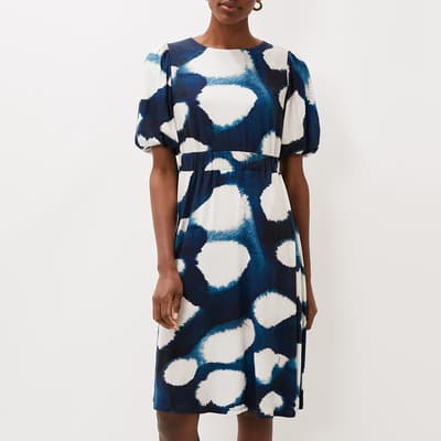 Blue Kaitlyn Abstract Spot Print Dress
