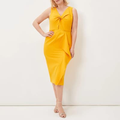Yellow Rosalyn Twist Frill Dress