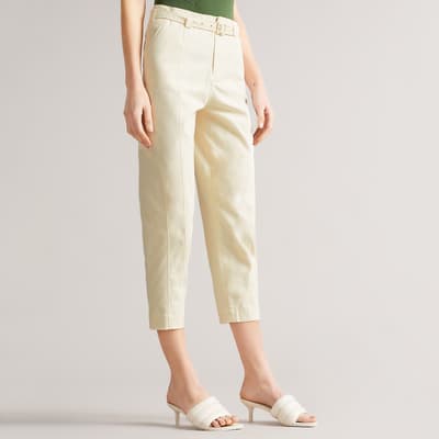 White Nysse Panelled Cotton Stretch Trousers