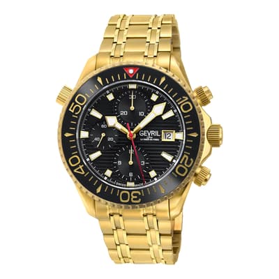 Men's Gold/Black Gevril Hudson Yards Chronograph Watch 43mm