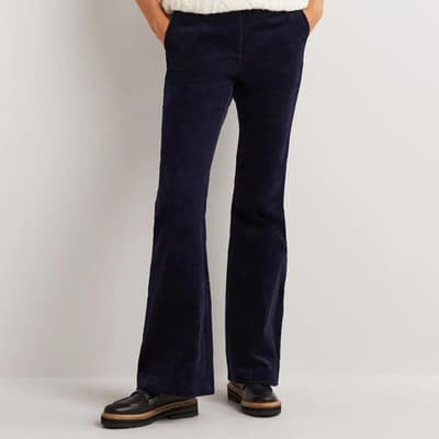 Navy Corduroy Flare Cotton Trousers