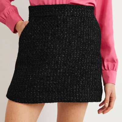 Black Tweed Metallic Mini Skirt