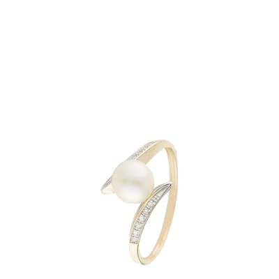 Gold/White Pearl Swirl Ring