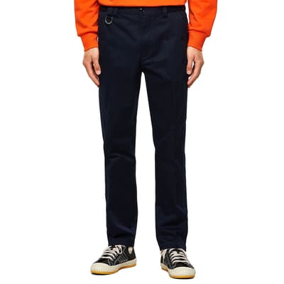 Navy Francis Tapered Cotton Trousers