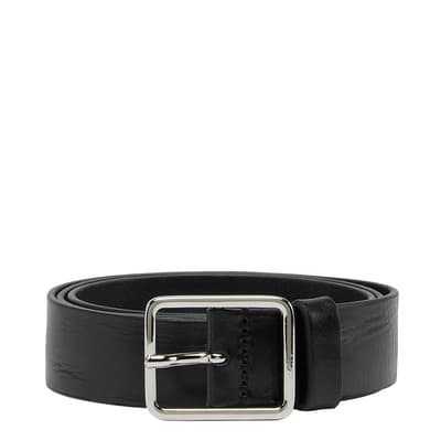 Black Straight Leather Belt