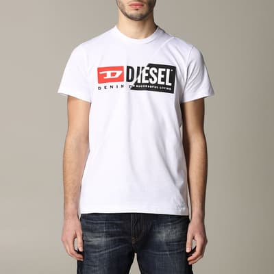 White Diego Chest Logo Cotton T-Shirt 