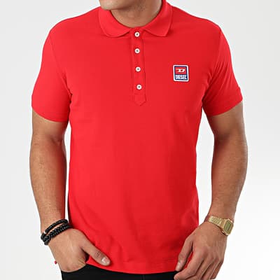 Racing Red T-Kal Cotton Patch Polo Shirt