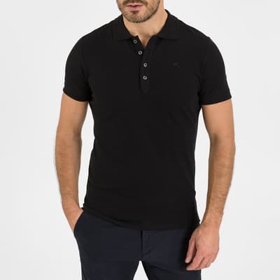 Black T-Heal Cotton Blend Polo Shirt