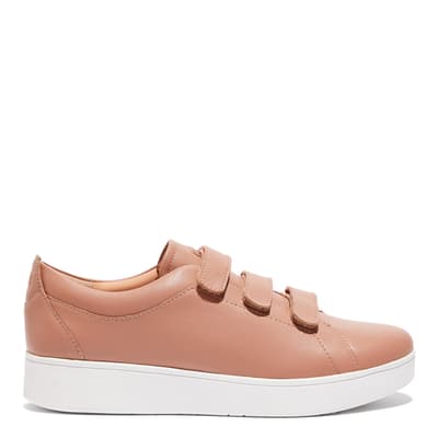 Beige Rally Quick Stop Fastening Leather Trainers