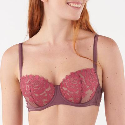 Burgundy Fleur Ikat Corbeille Mouss Bra