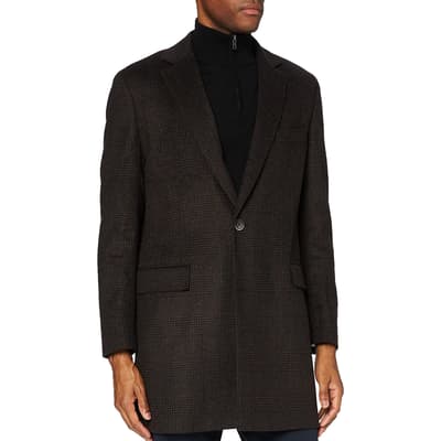 Brown Check Longline Cashmere Coat