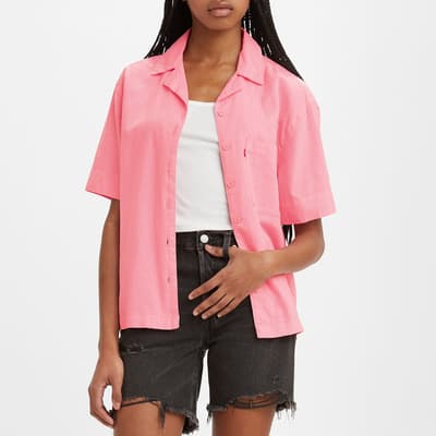 Pink Boxy Cotton Blend Shirt