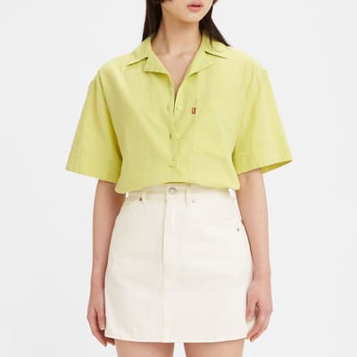 Lime Boxy Cotton Blend Shirt