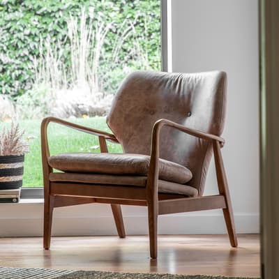 Creww Armchair, Brown Leather