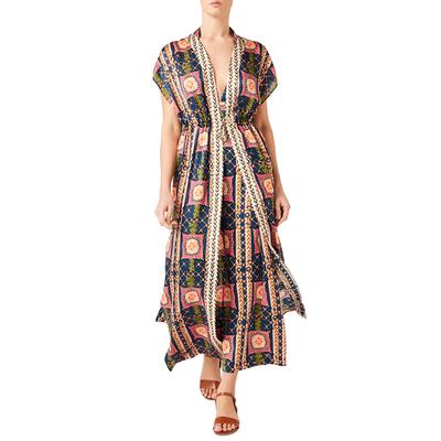 Multi Etoile Silk Printed Kaftan