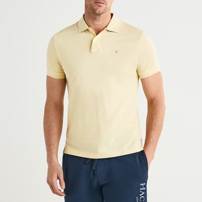 Pale Yellow Contrast Collar Cotton Polo Shirt