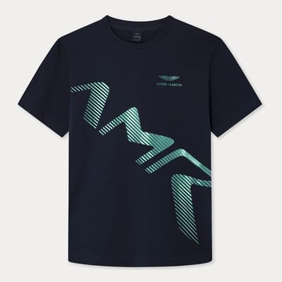 Navy AMR Graphic Cotton T-Shirt