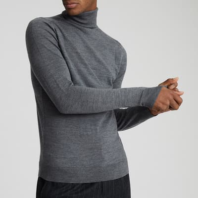 Charcoal Caine Roll Neck Wool Jumper