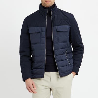 Navy Grant Contrast Quilted Jacket