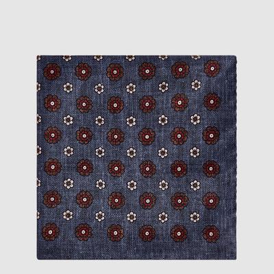 Blue Dawn Medallion Print Silk Pocket Square