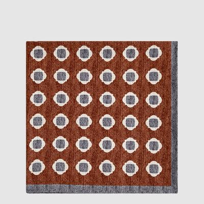 Rust Element Reversible Medallion Silk Pocket Square