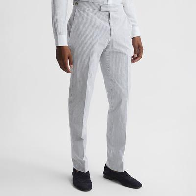 Light Blue Stripe Barr Tapered Cotton Suit Trousers