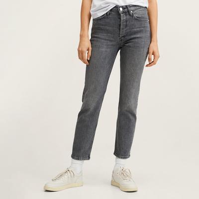 Denim Grey Medium-Waist Cropped Slim-Fit Jeans