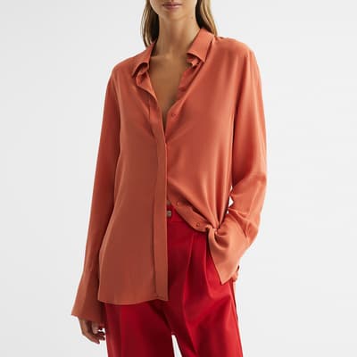 Orange Eden Silk Tunic Shirt