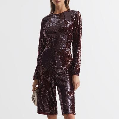 Burgundy Siarra Sequin Culotte Jumpsuit