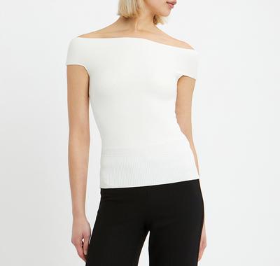 White Megan Knitted Bardot Top