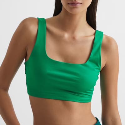 Green Fae Square Neck Crop Top