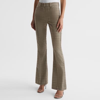 Brown Check Sandie Flare Trousers