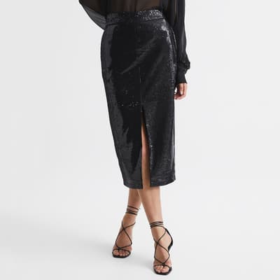 Black Sequin Dakota Pencil Skirt