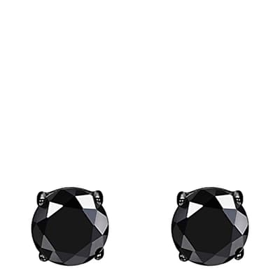 Black Plated Black Zirconia Round Stud Earrings