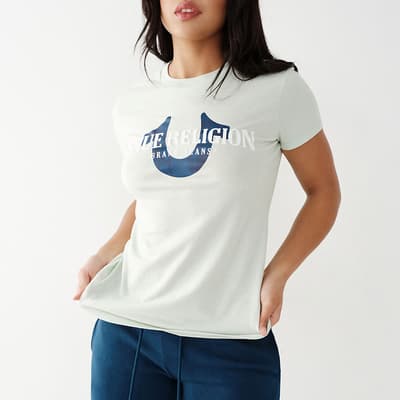 Pale Green Logo Slim Cotton T-Shirt