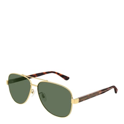 Men's Gold/Green Gucci Sunglasses 63mm