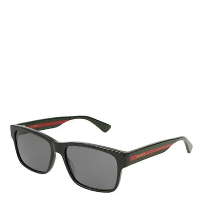 Men's Black/Green/Red Striped Gucci Sunglasses 58mm