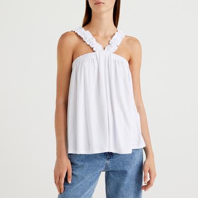 White Ruffled Halter Neck Top