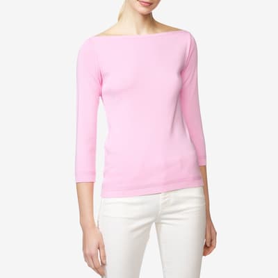 Pink Boat Neck Cotton Top