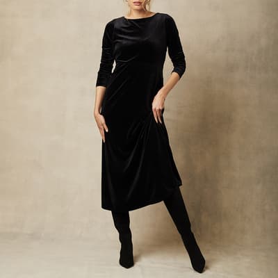 Black Cowl Midi Dress