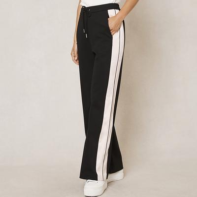 Black Wide Leg Stripe Trousers